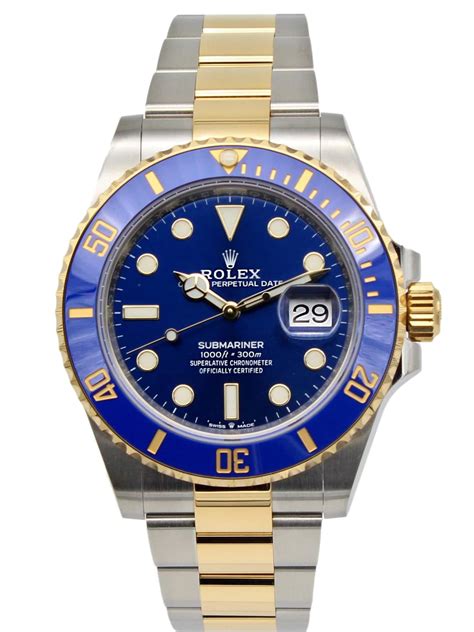 rolex submariner blau gold|Rolex Submariner 126613lb for sale.